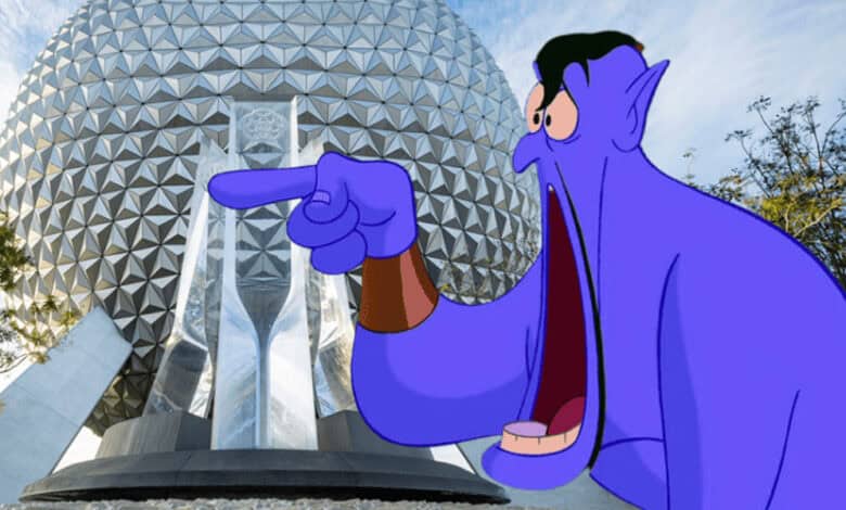 Genie Shocked in front of Spaceship Earth