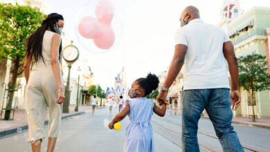 Guests walking down Main Street, U.S.A.