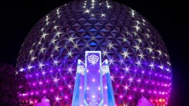 beacons of light at EPCOT spaceship earth