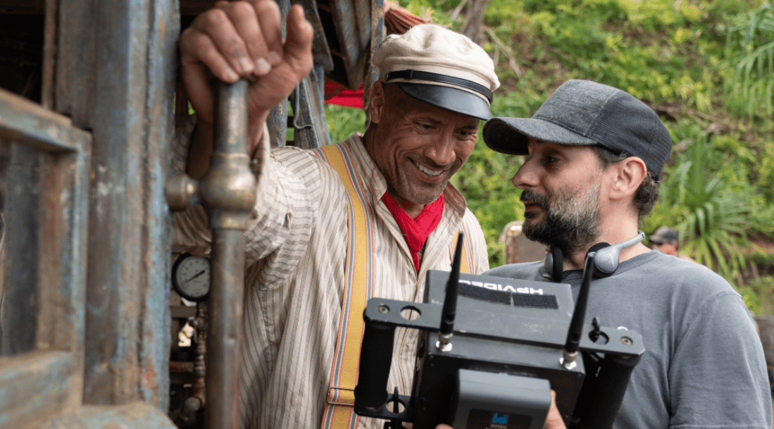 dwayne johnson on set of jungle cruise film