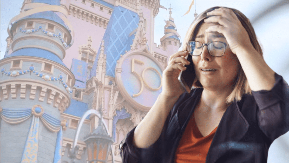 woman crying cinderella castle
