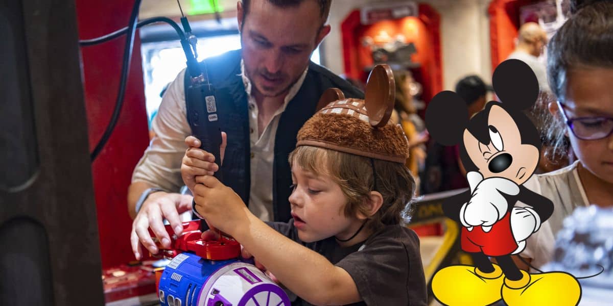 Child at Disney World with Thinking Mickey