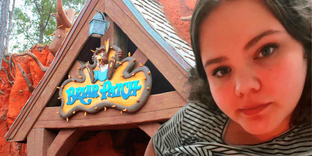 woman at splash mountain briar patch disney world