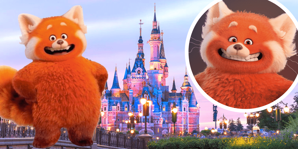 shanghai disneyland, red panda mei from turning red