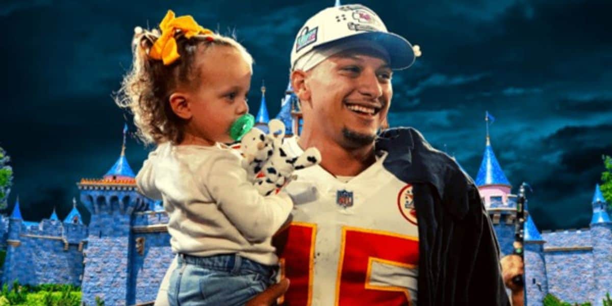 Patrick Mahomes at Disneyland with Child
