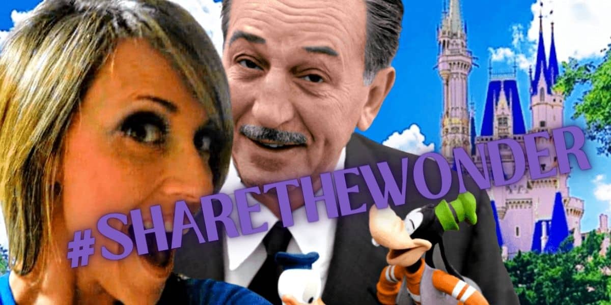 woman with walt disney and cinderella castle