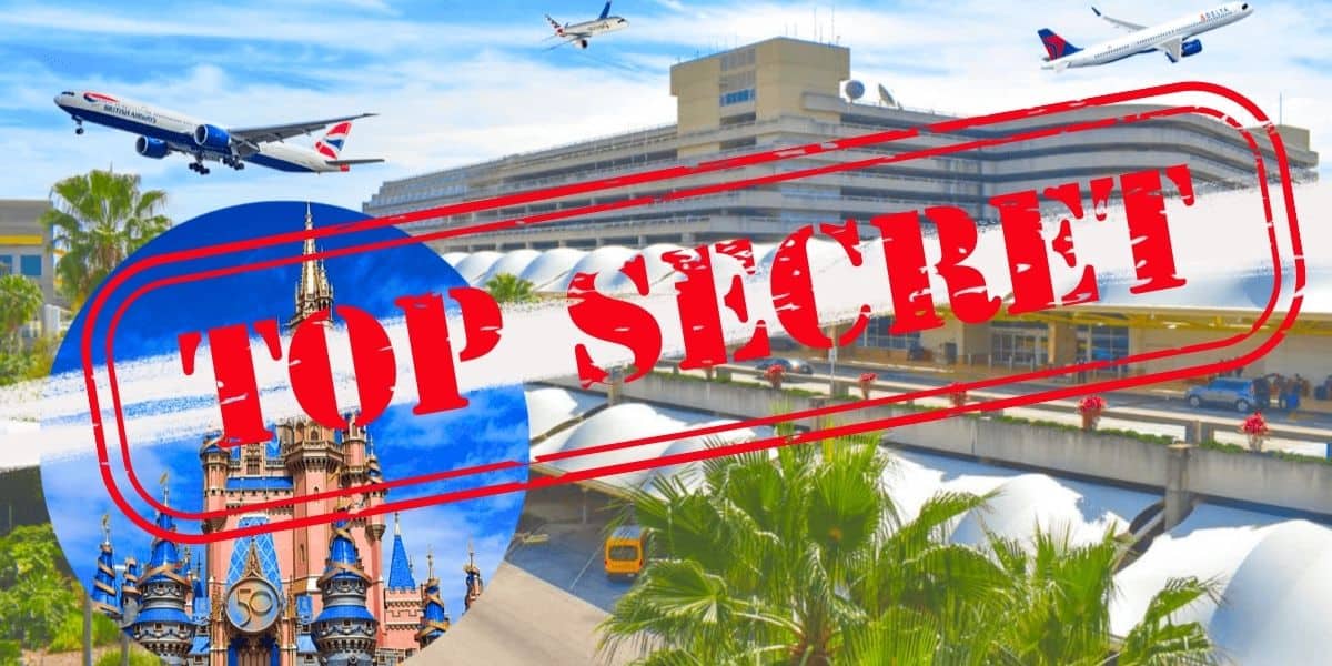 orlando international airport with words that read top secret