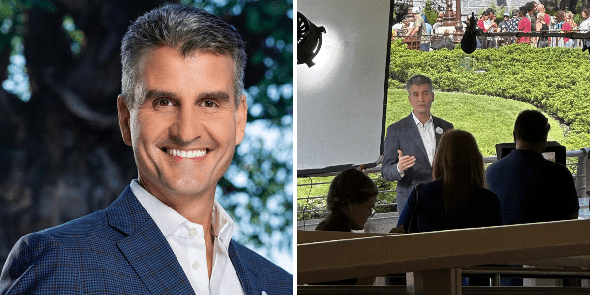 josh d'amaro (left), josh d'amaro filming in Magic Kingdom (right)