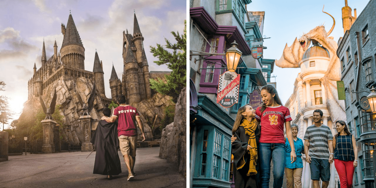 hogwarts (left), diagon alley (right)