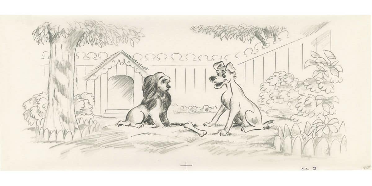 lady and the tramp 1995 hand drawn pencil animation cels walt disney animation