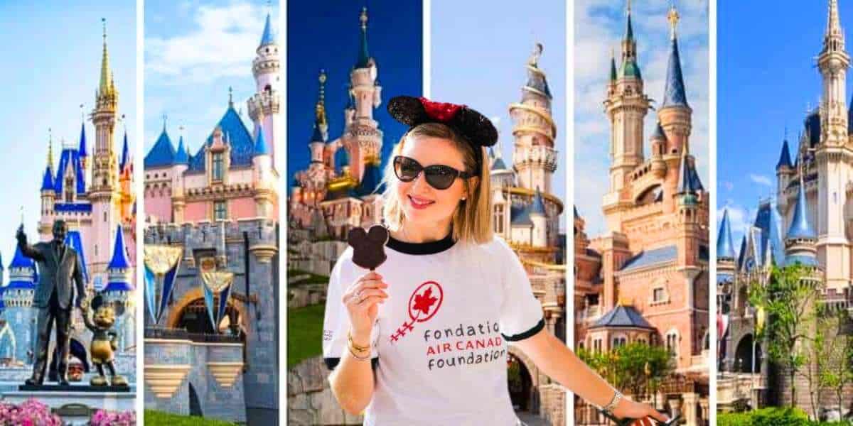 Lindsay Nemeth, Guinness World Record Holder eating ice cream in front of various Disney Park castles