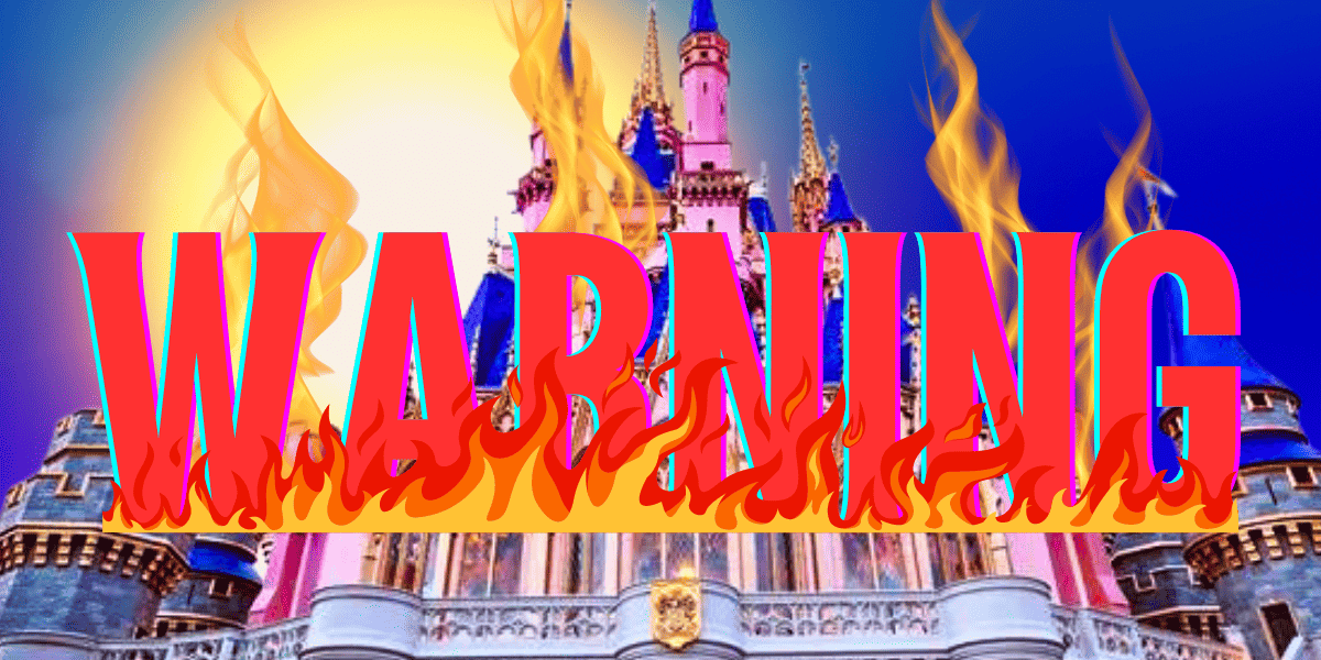 warning and cinderella castle