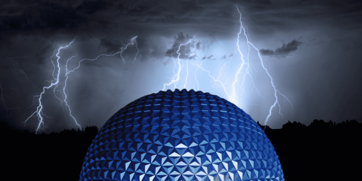 epcot's spaceship earth struck by lihgtning