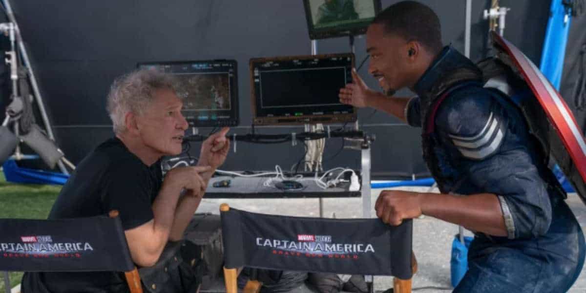 anthony mackie captain america 4 brave new world on set with harrison ford