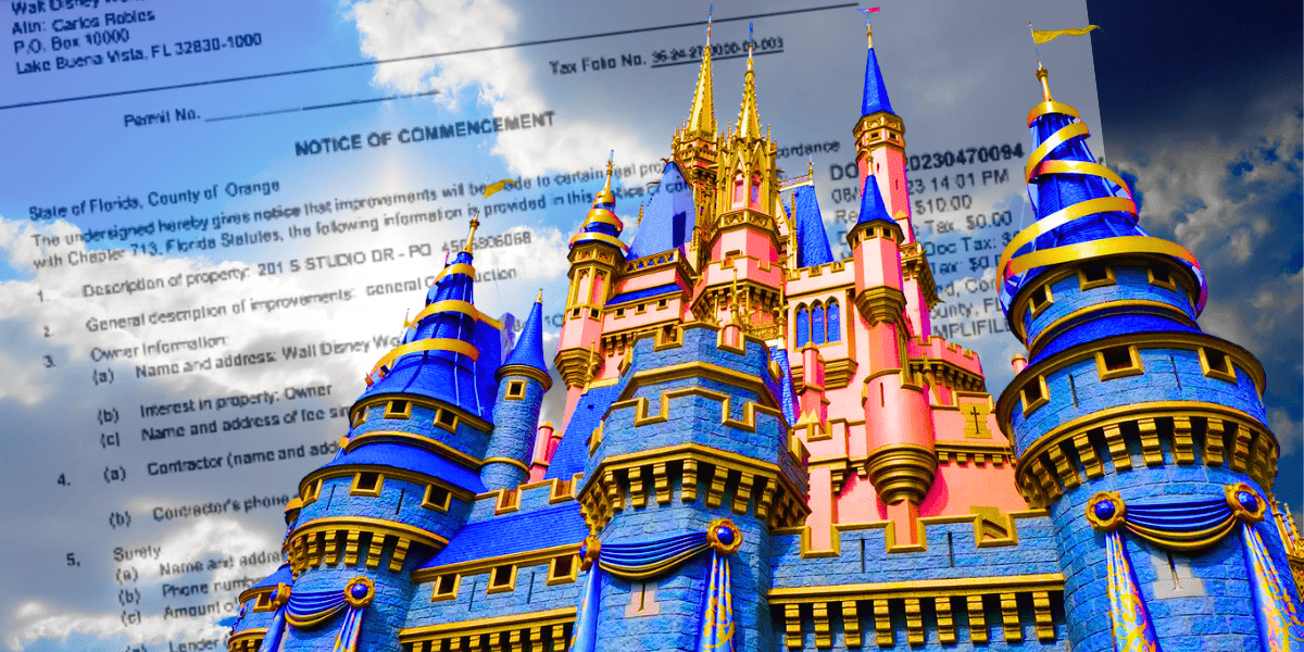 cinderella castle disney world permit filed