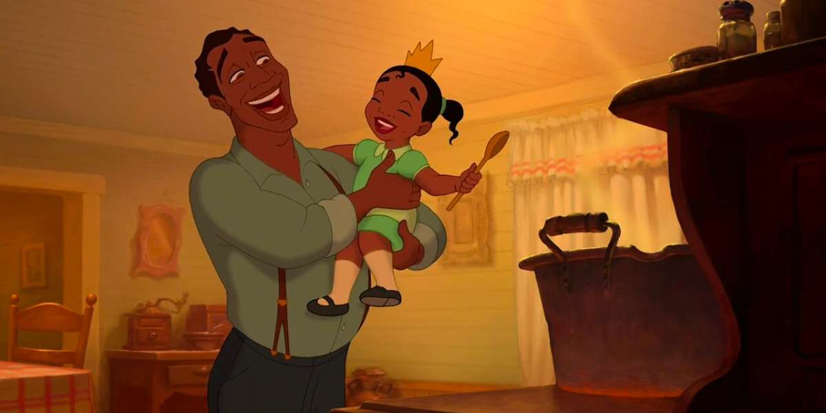 Princess Tiana as a little girl with her father James