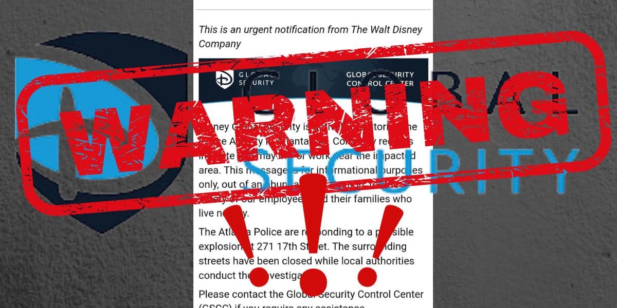 wanring from disney global security