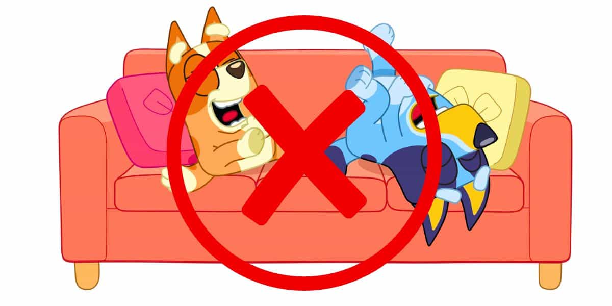 bingo and bluey on a sofa