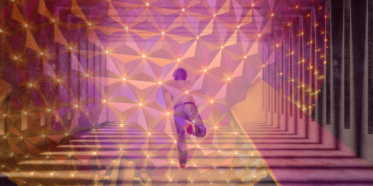 epcot spaceship earth person escaping