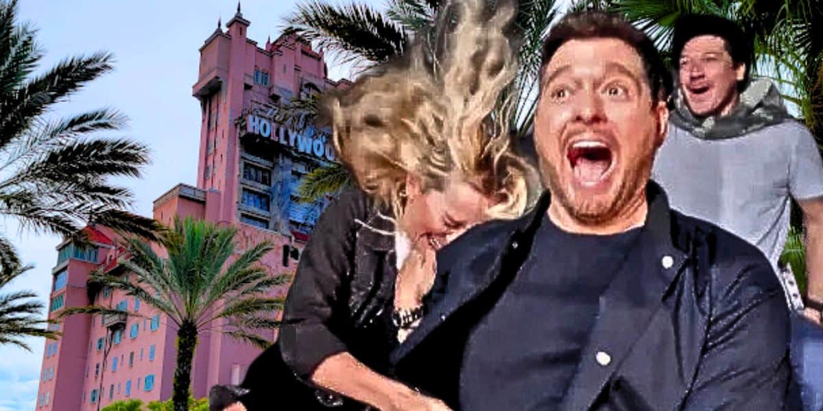 michael buble and wife on tower of terror ride at disney world