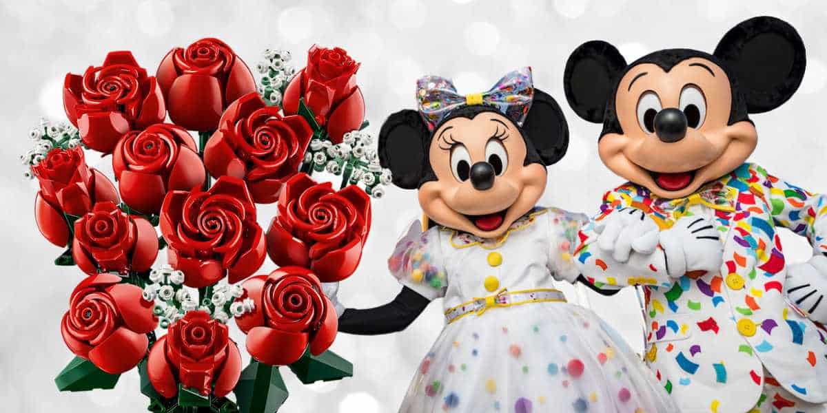 LEGO Roses with Mickey and Minnie side-by-side