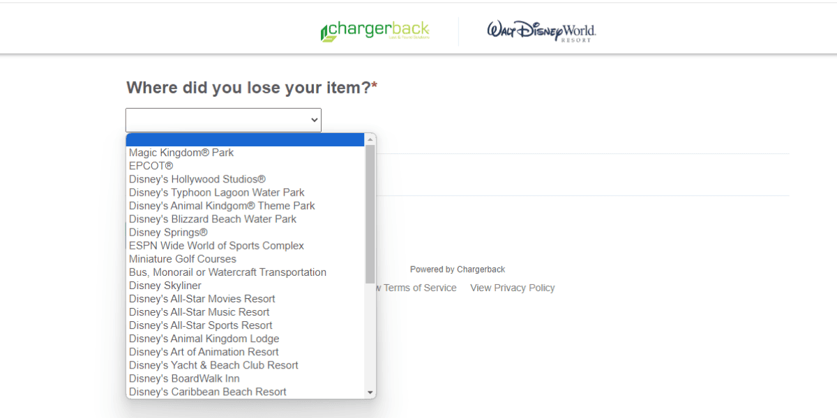 lost and found form disney world website