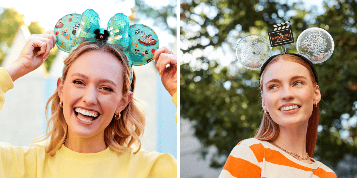 guests wearing mickey ears, disney merchandise