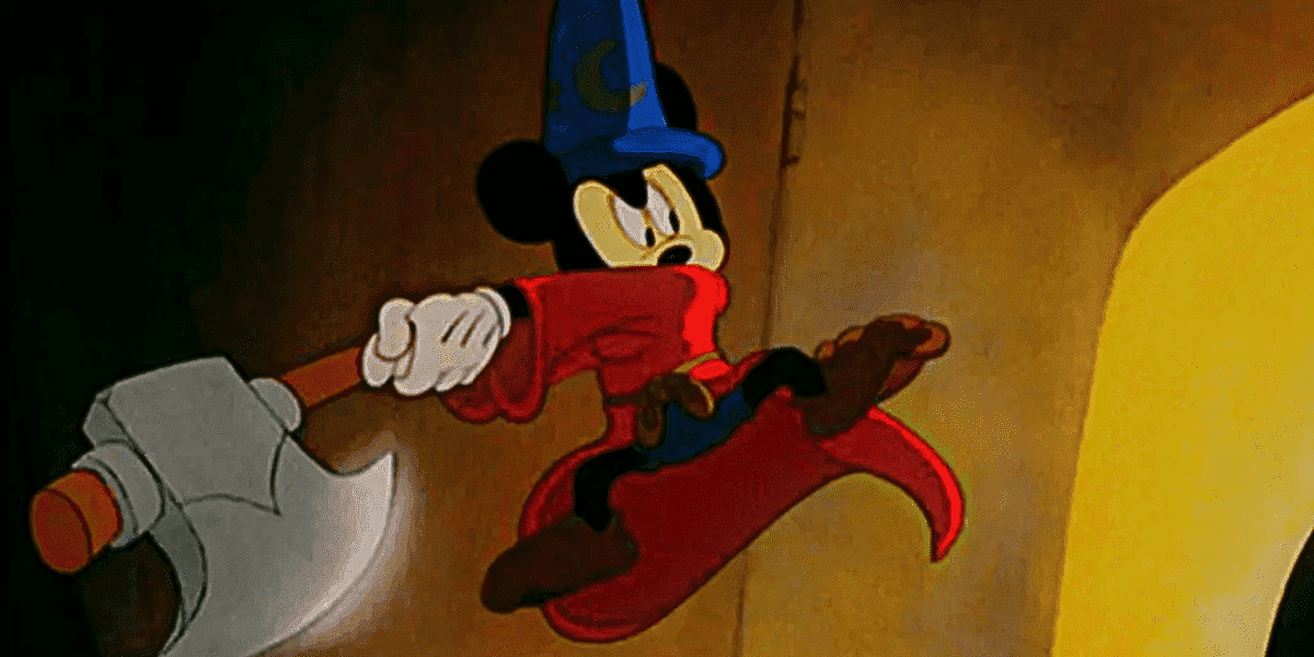 sorcerer's apprentice mickey mouse with axe