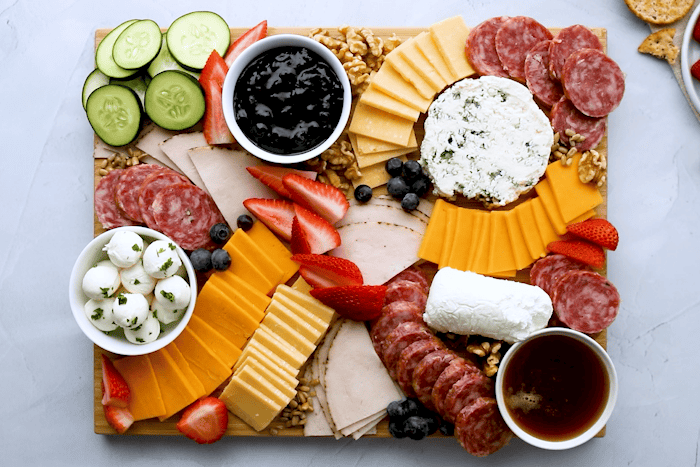 All empty spaces filled in on the Charcuterie Board.
