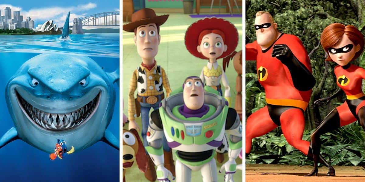 Finding Nemo, Toy Story, and The Incredibles Pixar