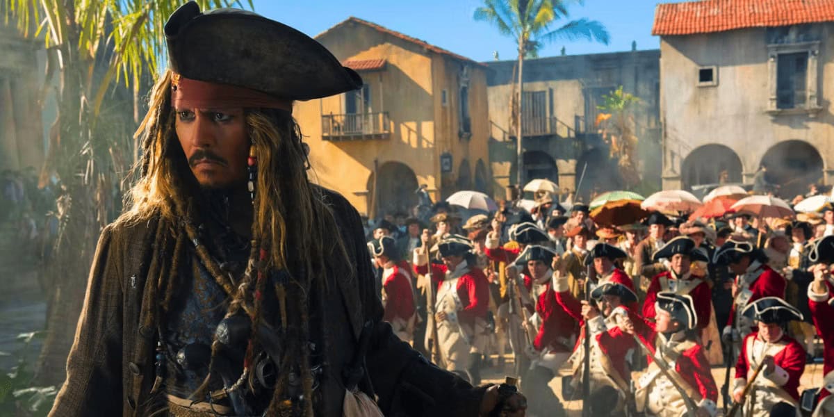 Johnny Depp as Jack Sparrow in Pirates of the Caribbean