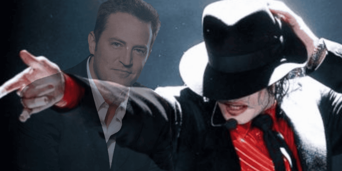 A composite image features a man in a suit and tie, superimposed beside a performer in a red shirt, black jacket, and fedora, striking a dance pose with one arm extended and head tilted down under the hat.