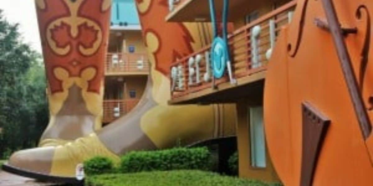 The country building at Disney's All-Star Sports Hotel, one of the three All-Star Resorts.