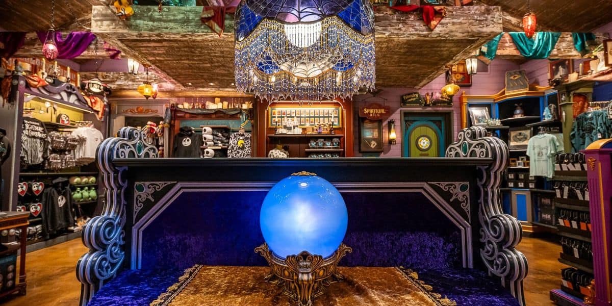 The interior of Madame Leota's Somewhere Beyond shop Disneyland