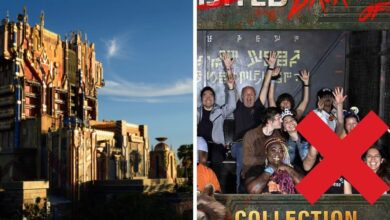 Split Image: Guardians of the Galaxy Mission Breakout and an X over a racist man