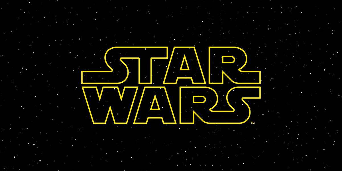 'Star Wars' logo against black starry sky