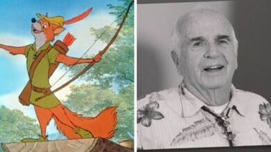 Split image: Robin Hood on the Left and Animator Joe Hale on the right