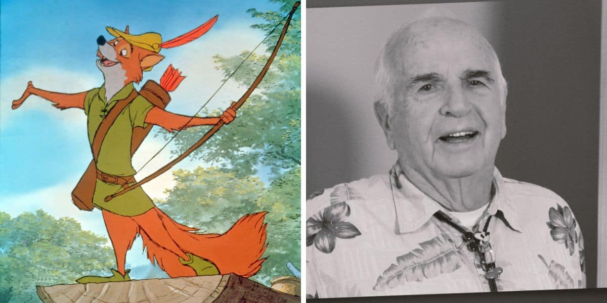 Split image: Robin Hood on the Left and Animator Joe Hale on the right