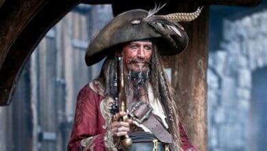 Keith Richards and Captain Teague in Pirates of the Caribbean