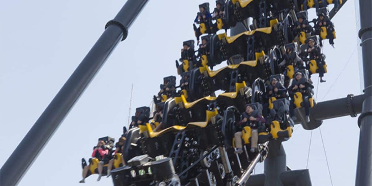 Guests ride Eejanaika at Fuji-Q Highland
