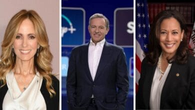 Dana Walden, Bob Iger, and Kamala Harris