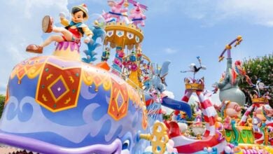 Pinocchio in the Festival of Fantasy Parade at the Magic Kingdom