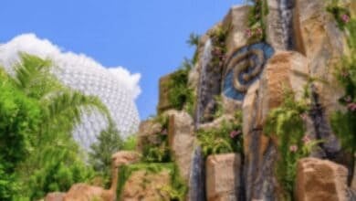 Journey of Water, Inspired by Moana in front of Spaceship Earth at EPCOT.