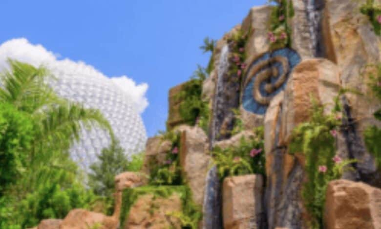Journey of Water, Inspired by Moana in front of Spaceship Earth at EPCOT.