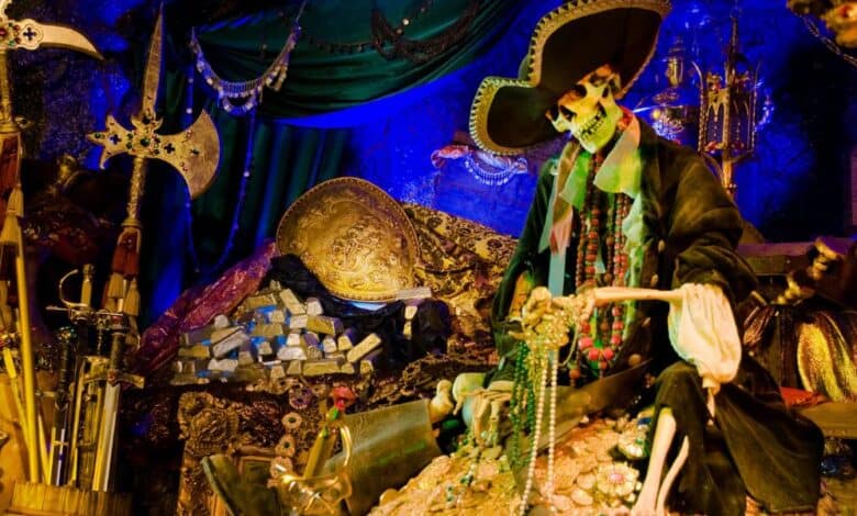 A skeleton pirate on Pirates of the Caribbean