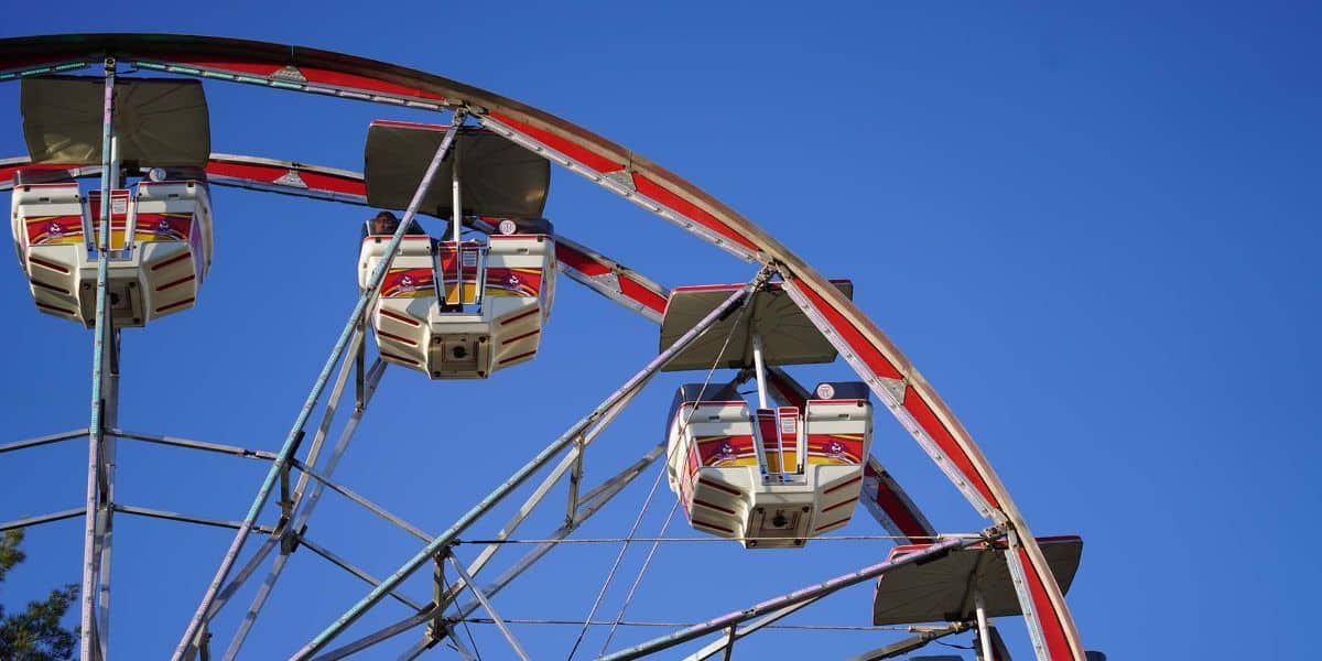 Close-up of a Ferris wheel at Playland
