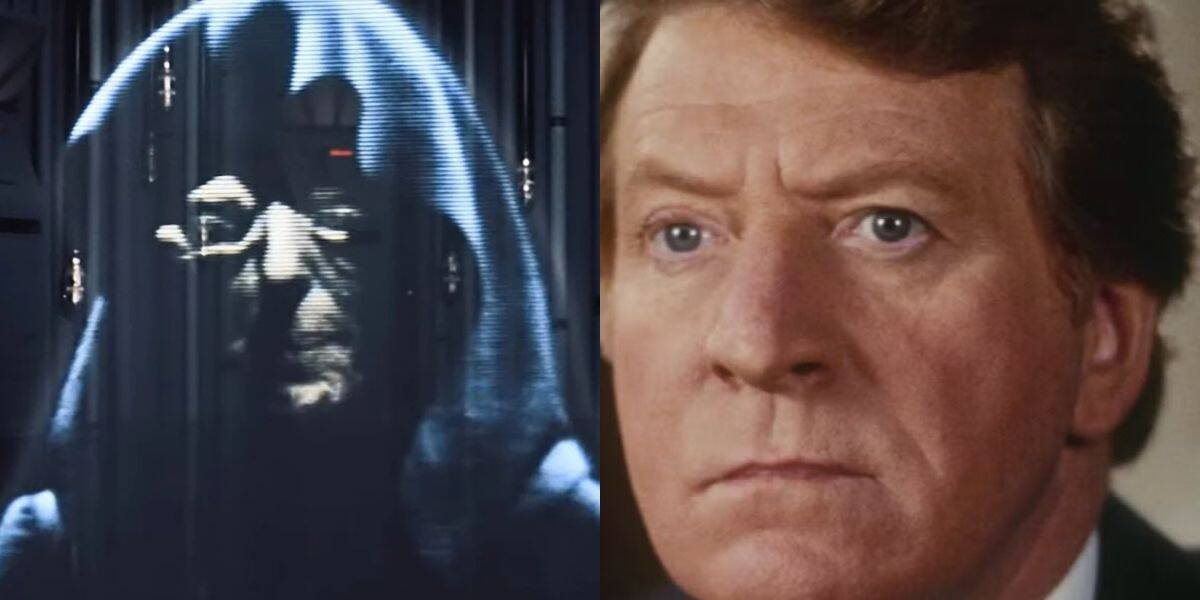 A split image shows a cloaked figure on the left and a man in a suit on the right. The cloaked figure is surrounded by darkness, while the man has a serious expression against a lighter background.
