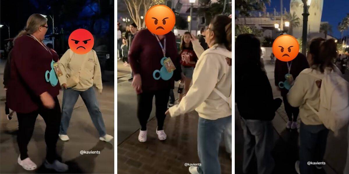 Two women fight at Disney California Adventure