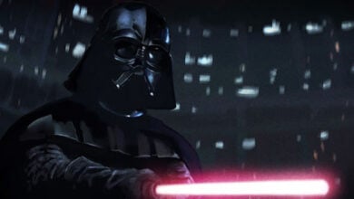 Darth Vader with red lightsaber