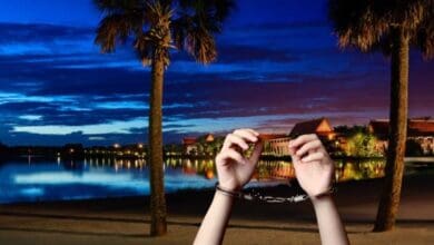 A person in handcuffs at Disney's Polynesian Village Resort